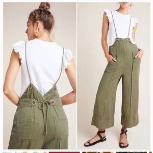 Anthropologie cropped overall with tie back